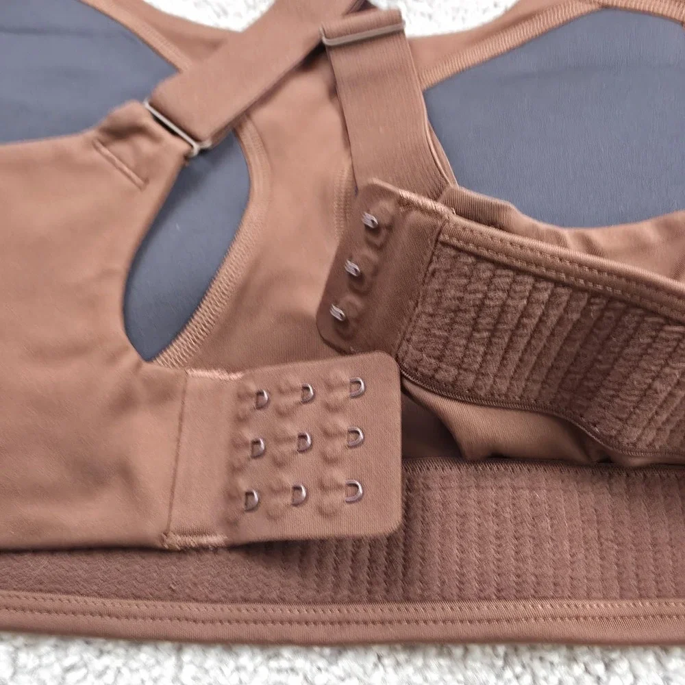 Girlfriend Collective Simone High Support Sports Bra Womens 2XL Cross Back Brown